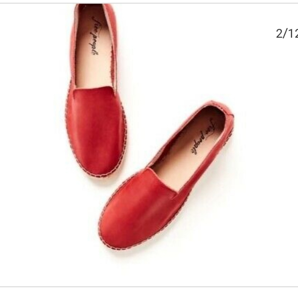 FREE PEOPLE Red Leather Espidrille Flats sz 6